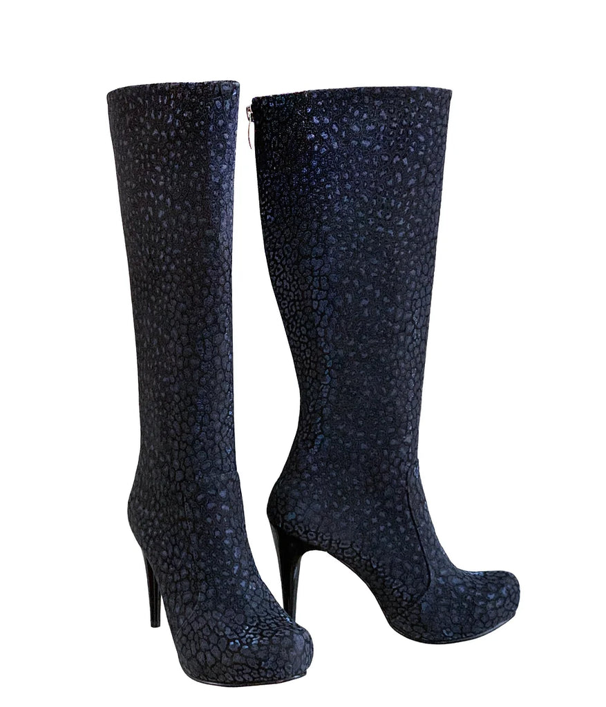 Zeyzani Midnight Steel Leather Stiletto Boot