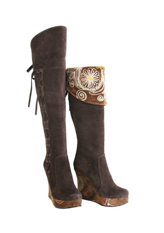 Zeyzani Suzani Suede Wedge Boot Final Sale