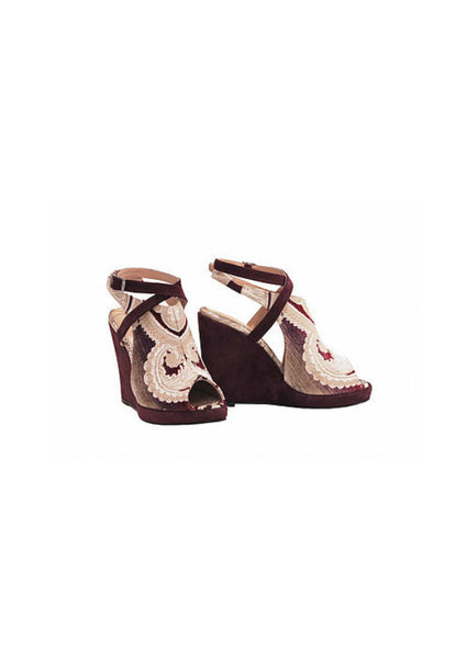 Zeyzani Leather Strap Wedge Smyrna Bordeaux