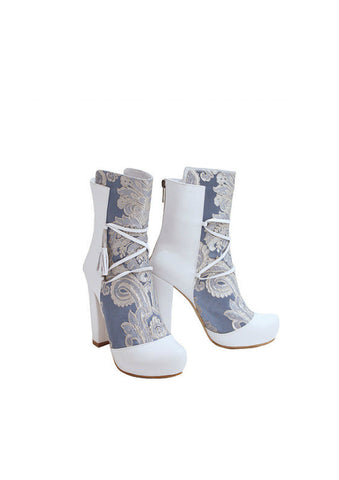 Zeyzani Ice Blue Mid Calf Boot Final Sale