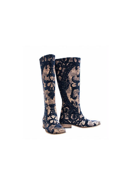 Zeyzani Knee High Block Heel Boot Final Sale