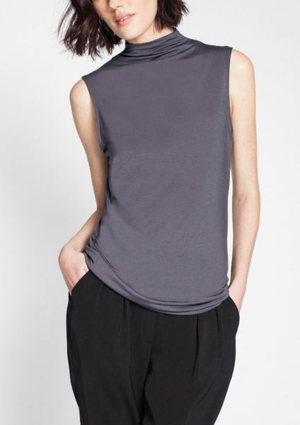 Asmar Ash Sleeveless Funnel Neck Top